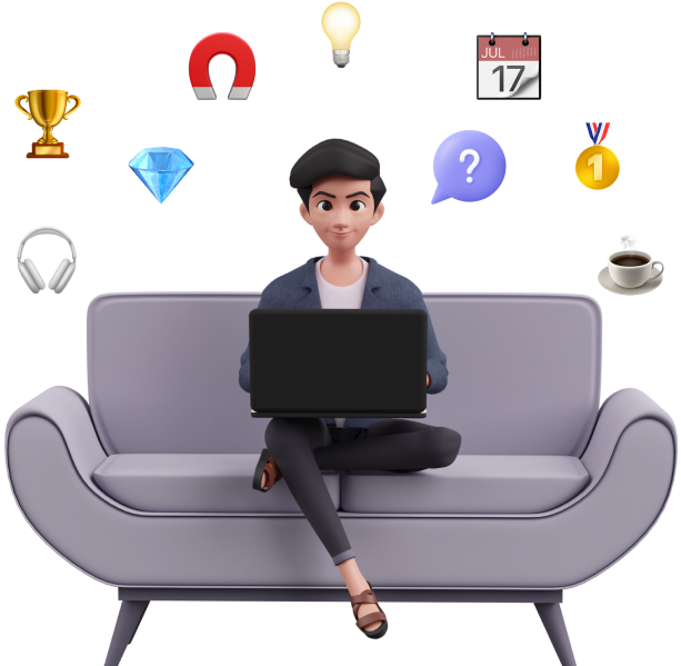 faq boy with logos